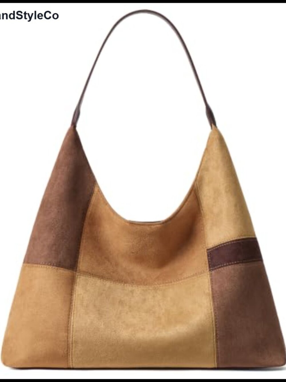 Faux Suede Slouchy Hobo Bag Patchwork Shoulder Handbag Purse
